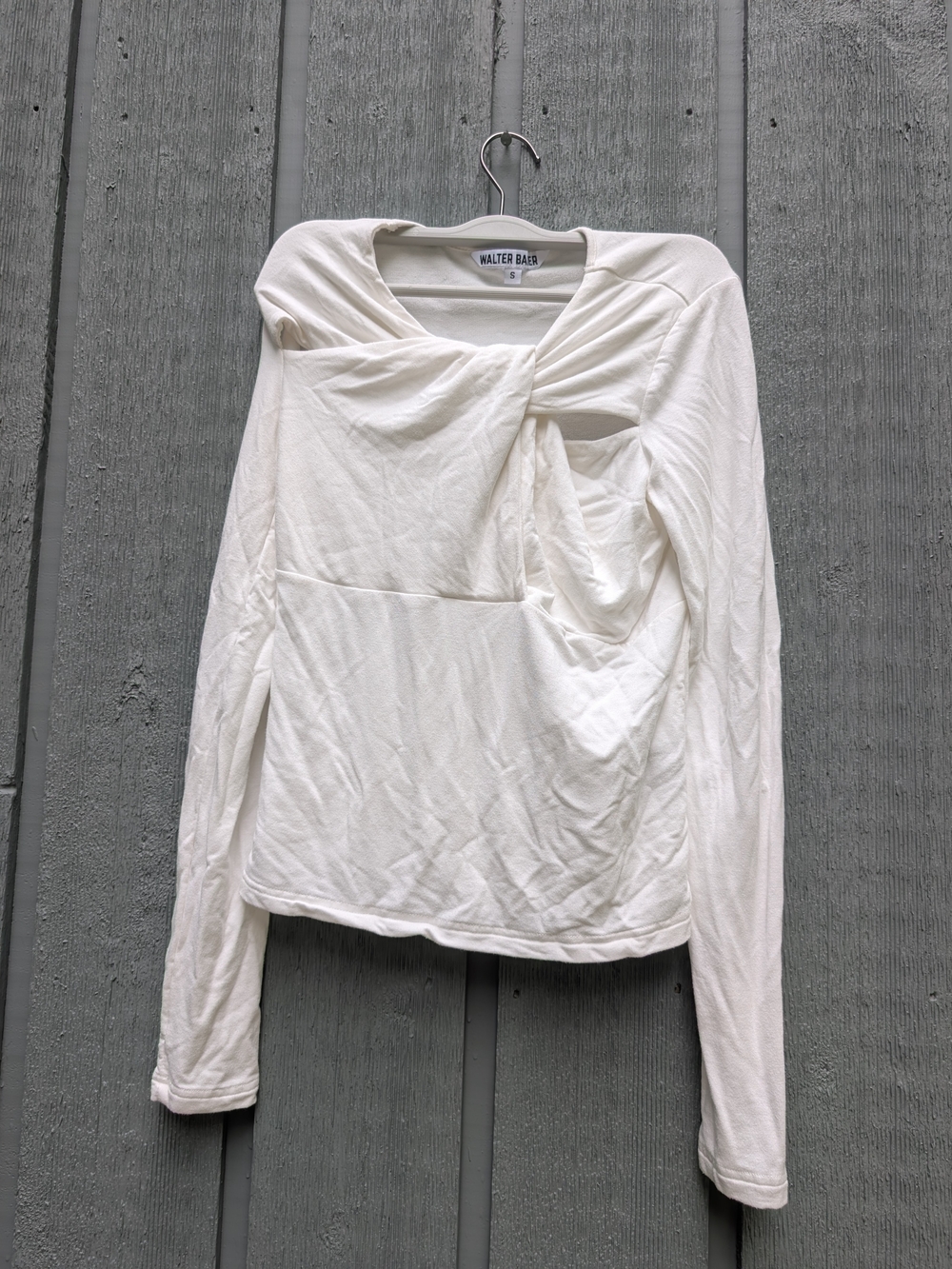 Walter Baker Cream Twist-Front Long Sleeve Top